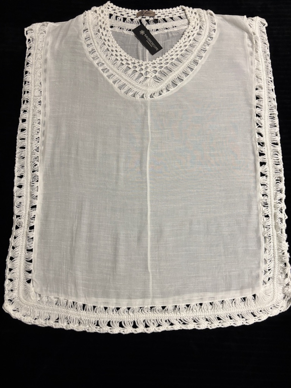 White Crochet Trim Tunic Top
